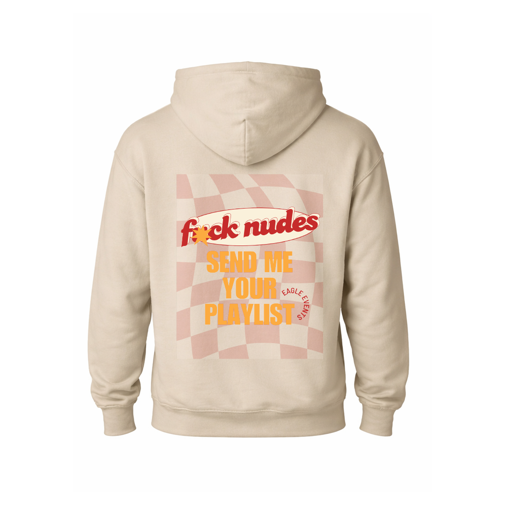 Hoodie “Send me your playlist” (bež)