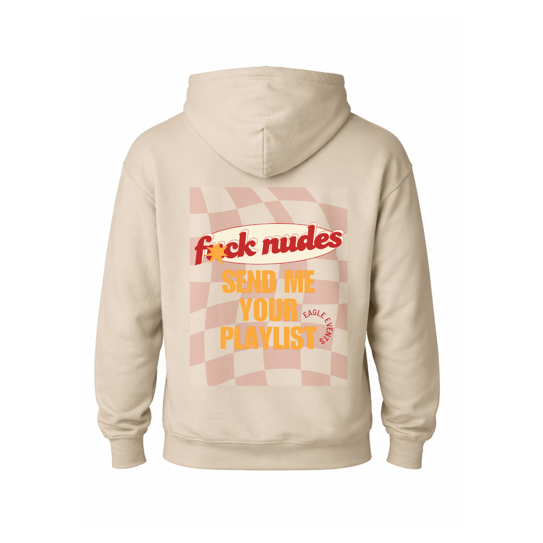 Hoodie “Send me your playlist” (bež)